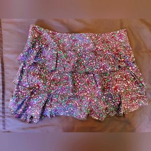 Ruffled floral print skirt